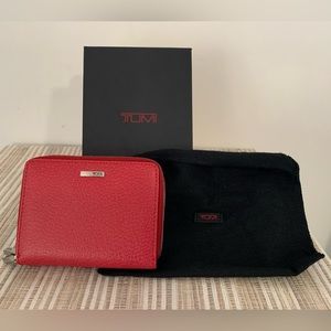 New with box and bag - Tumi Newport Red Leather Zip Around Travel Wallet
